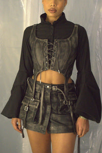 Leather cropped corset