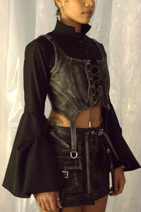 Leather cropped corset