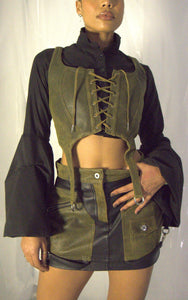 Leather cropped corset