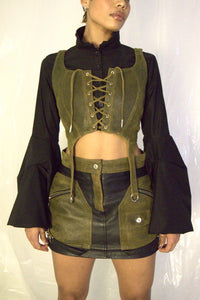 Leather cropped corset
